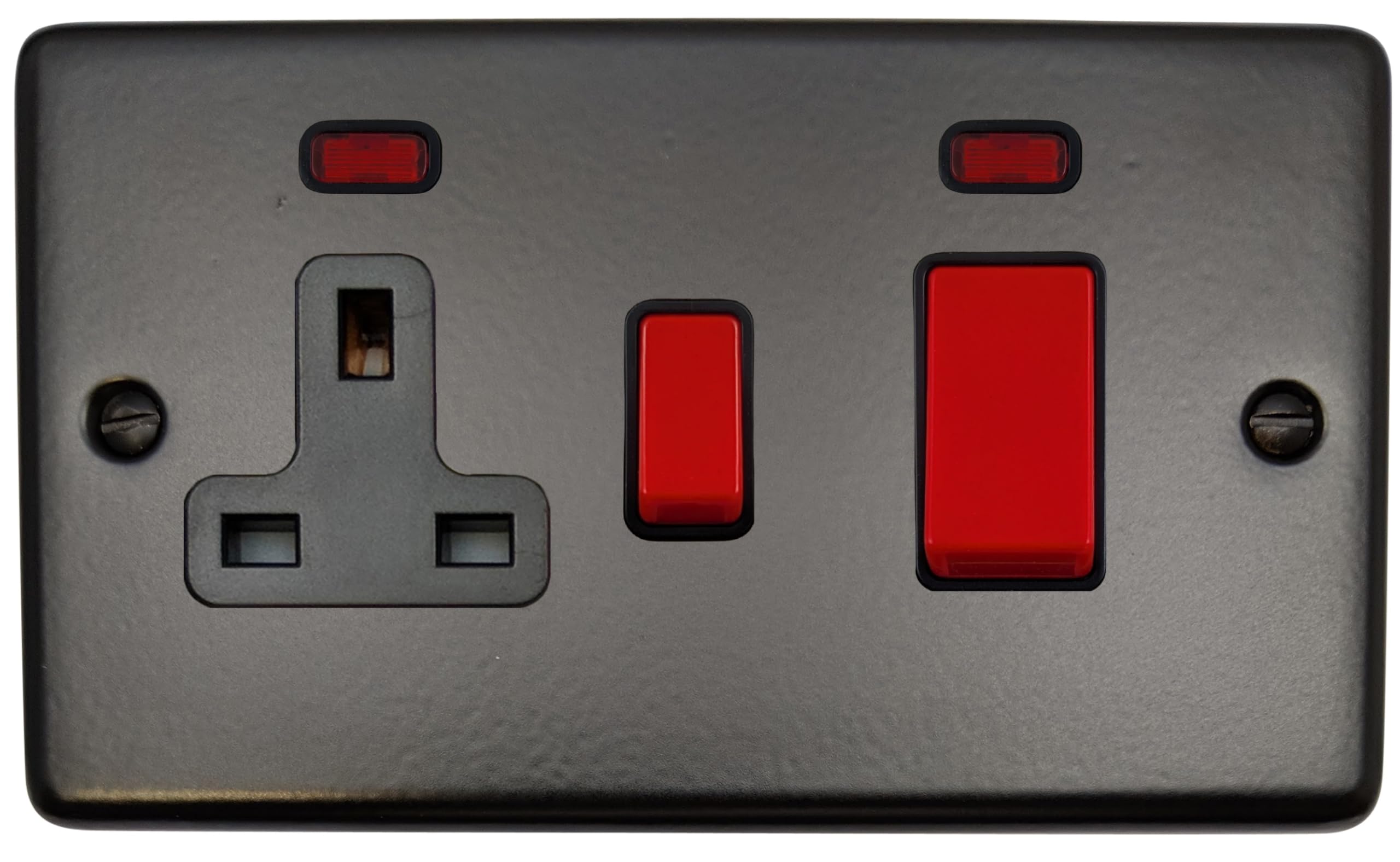 Matt Black Cooker Switch with Socket - CFB29B