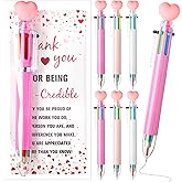 Tosstuki 24 Sets Valentine Appreciation Pens Gifts Heart 6 in 1 Multicolor Ballpoint Pen Bulk with Inspirational Thank You Card Valentine Employee Appreciation Gifts for Staff Coworker Teacher Nurse