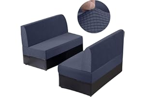 TRYITSBEST 2 Sets RV Dinette Cushion Cover-Pop Up RV Camper Cushion Covers-Washable Stretch RV Dinette Seat Covers for RV Camper Car Bench, Sofa Bed Includes 2 Backrest Cover & 2 Bench Cover (Navy blue)