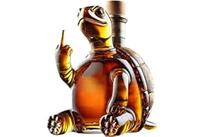 Whiskey Decanter, 350ml Turtle Wine Decanter Showing Its Middle Finger, 5.1x5.1x7.1 Transparent Glass Whisky Flask with Stopp