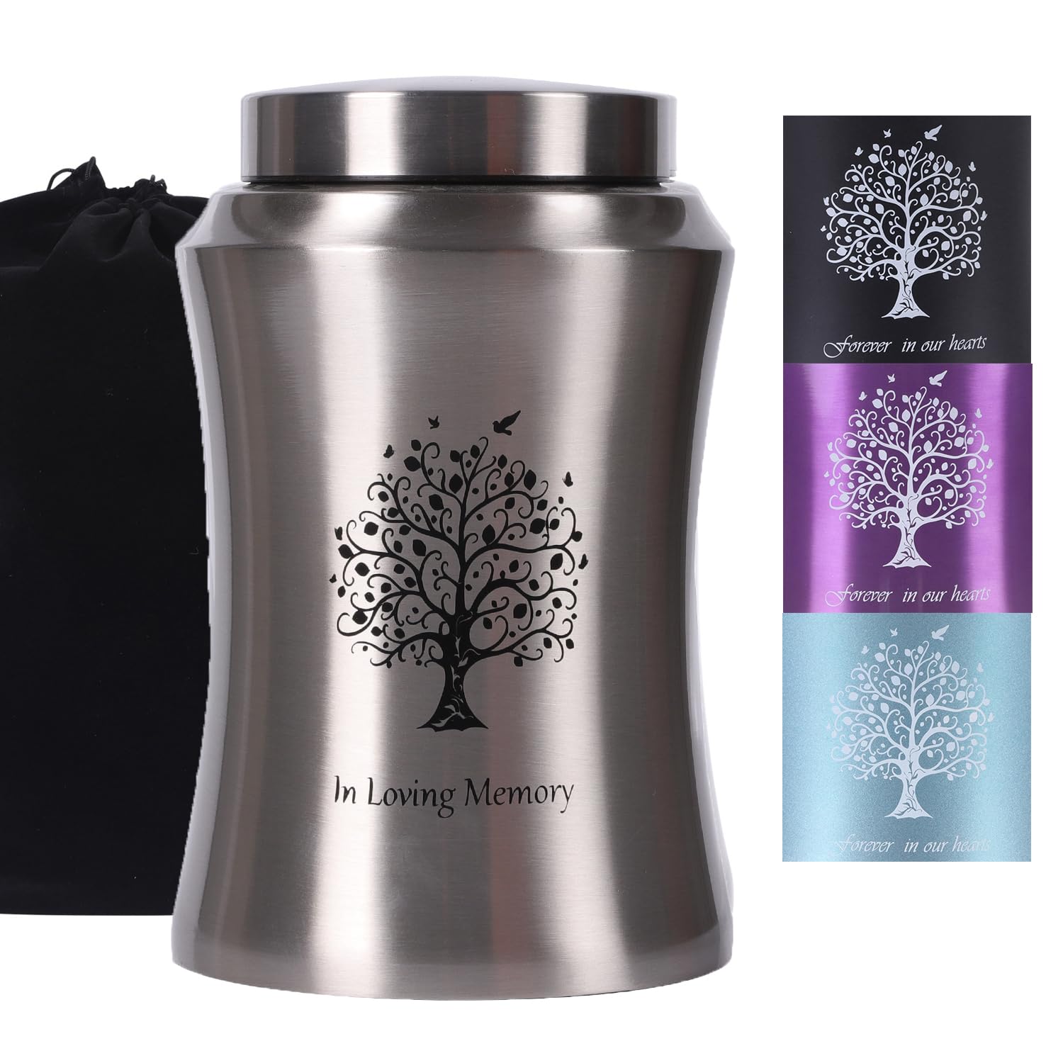 Adult Cremation Urn for Human Ashes - Medium Size for Dad or Mom - Funeral Burial Urn (Silver) — image 1