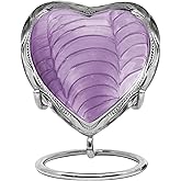 Trupoint Memorials Small Urns for Human Ashes Keepsake, Mini Heart Urn with Stand, Decorative Cremation Urns for Adult Men & Women – Small, Lavander