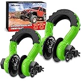Nilight 3/4" D-Ring Shackle w/Snatch Block (2 Pack) 9,500 lb Working Load, 2-in-1 Heavy‑Duty Towing Pulley w/Isolator for Off‑Road Recovery, Winch Cable & Rope, Truck Jeep ATV UTV Tractor, Green