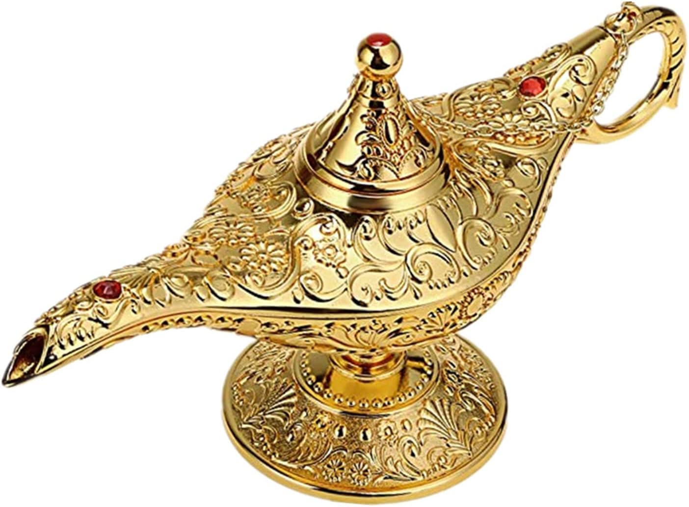 Oil Lamps & Accessories - Vintage Aladdin Magic Genie Lamp Pot, Wishing Light Alloy Arabian Lamp Jewelry Box for Home Party /Wedding Table Decoration & Gift (Large/Gold)