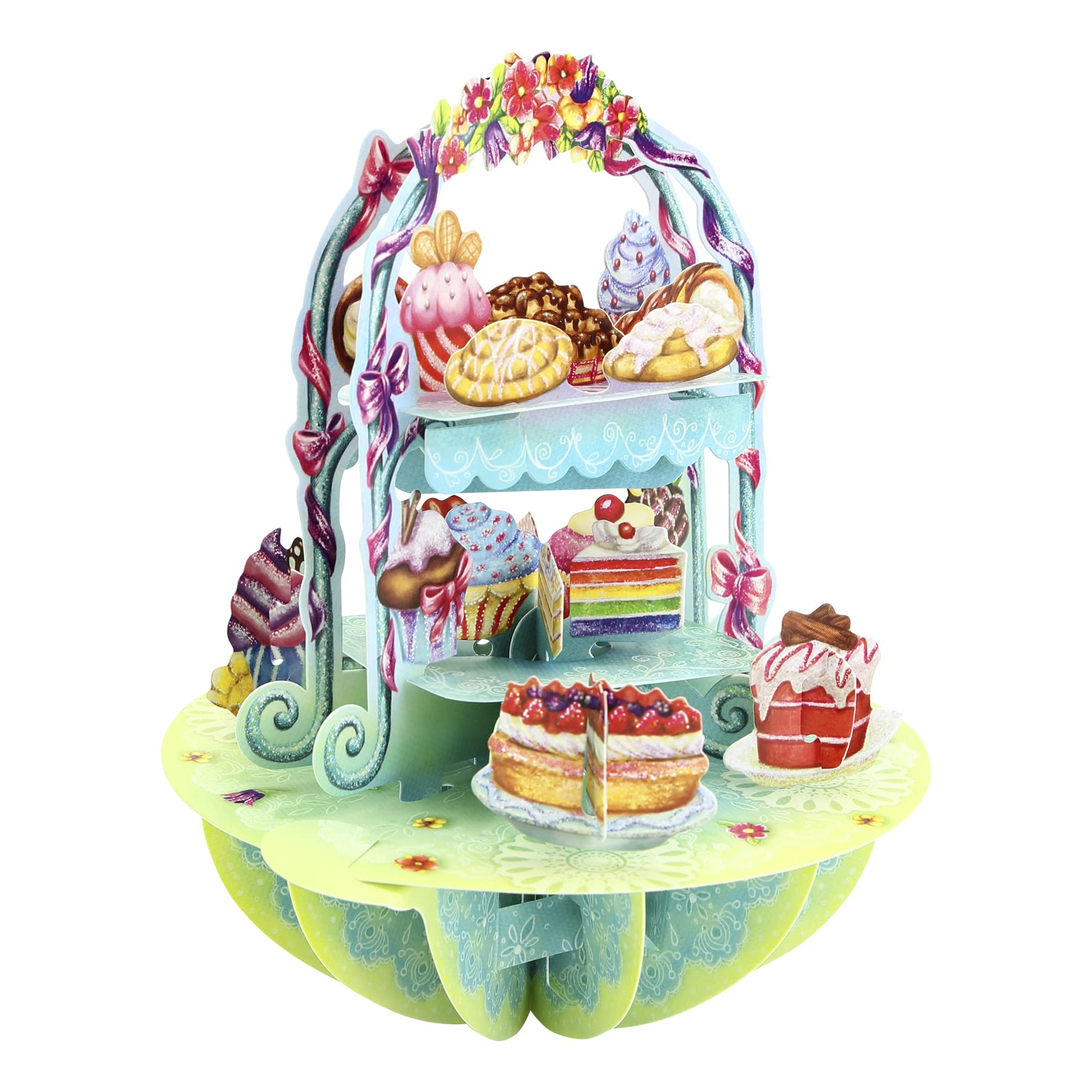 SANTORO Pirouette, 3D Pop Up Greeting Card - Cake Display Afternoon Tea - For Her, For Mum, Birthday, Mothers Day