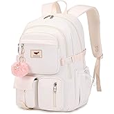 LXYGD Laptop Backpack 15.6 Inch Kids Elementary Middle High School Bag College Backpacks Anti Theft Travel Back Pack Large Bookbags for Teens Girls Women Students (Off-white)