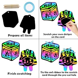 WATINC 60pcs Passover Scratch Paper Art Kit with 10