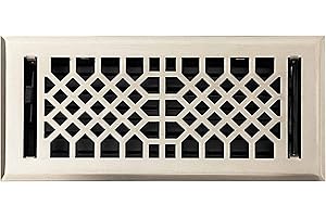 Empire Register Co, Vent Cover - 4x10 inch, Antique Style Design, Brushed Nickel Finish, Heavy Duty Floor Vent Covers, Metal Damper Attached. Vent Covers for Home Floor only.