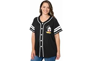 Disney Mickey Mouse Stitch Jack Skellington Womans Jersey Shirt Button Front