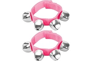 Augshy 2 Packs Wrist Bells, Wrist Bells Bracelets Jingle Bells Adjustable Hand Ankle Bells Musical Instruments for Christmas Party Favors, Pink