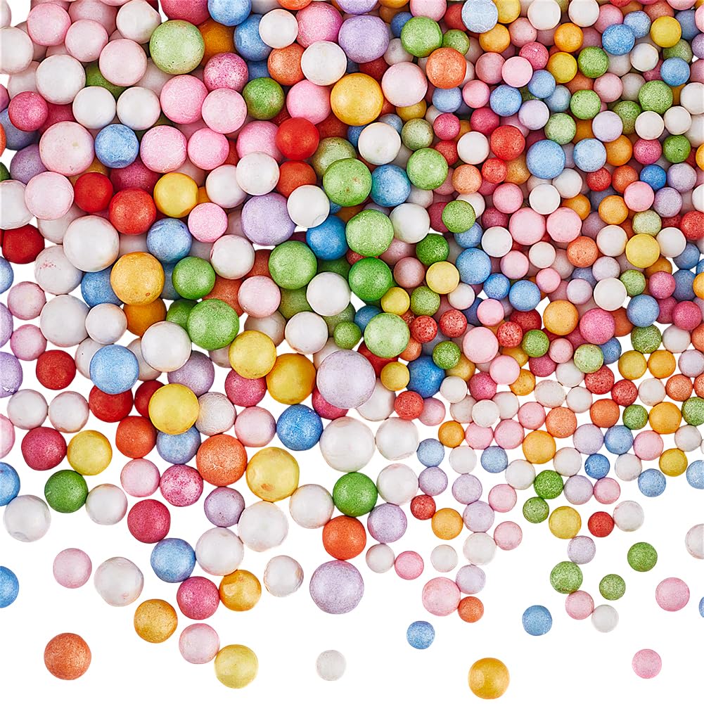 SOFPLATE 30G Foam Craft Beads Colorful Foam Ball Mini Tiny Small Assorted Polystyrene Smooth Round Bead Balls Vase Filler for Art Crafts DIY Wedding Holiday Party Bean Bag Pillow Gift Box Decoration