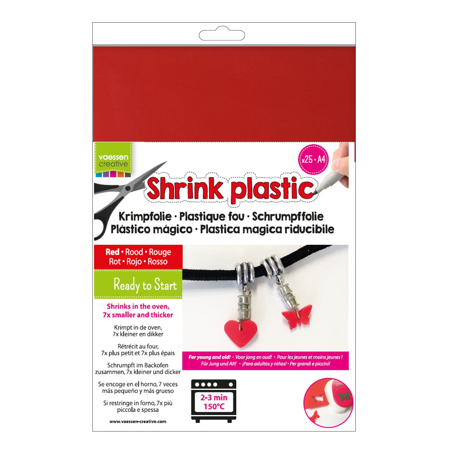 Vaessen Creative Shrink Plastic, 25 Sheets, 21 x 30 cm, Fun Arts and Crafts Projects for All Ages
