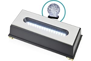 ASENTE 16 LED Light Base for Glass Art - Illuminated Rectangle Display Pedestal - Lighted Stand For 3D Crystal and Glass Sculptures - Adapter Plug Powered - 6.50 Inch Lighted Mirror Box (Black)