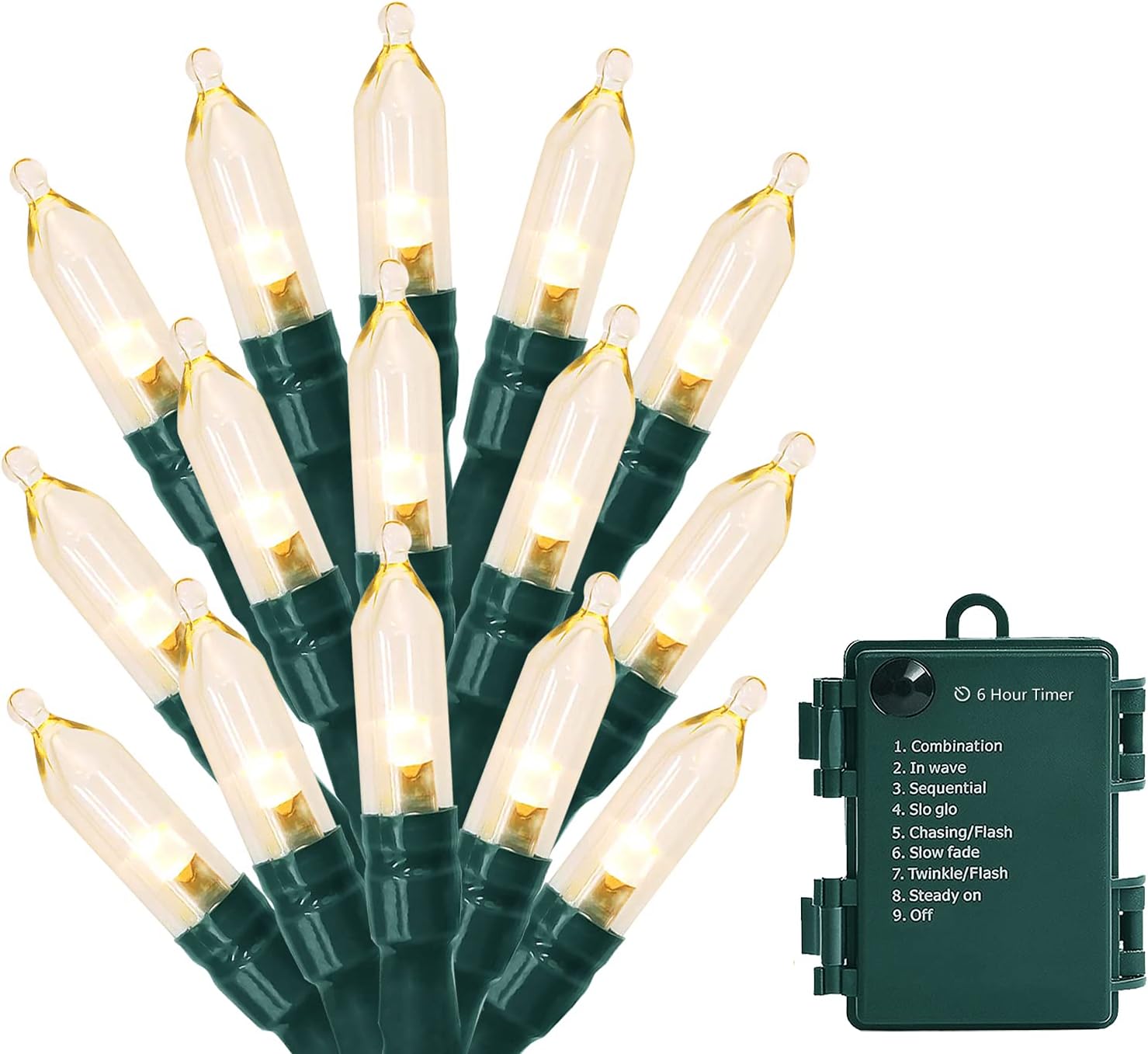 Seasonal Lighting - ASENEK Christmas Light, 33ft 100 LED Battery Operated String Lights with Auto Timer & 8 Modes, Green Wire Outdoor Waterproof String Lights for Outdoor and Indoor Christmas Decor – Warm White