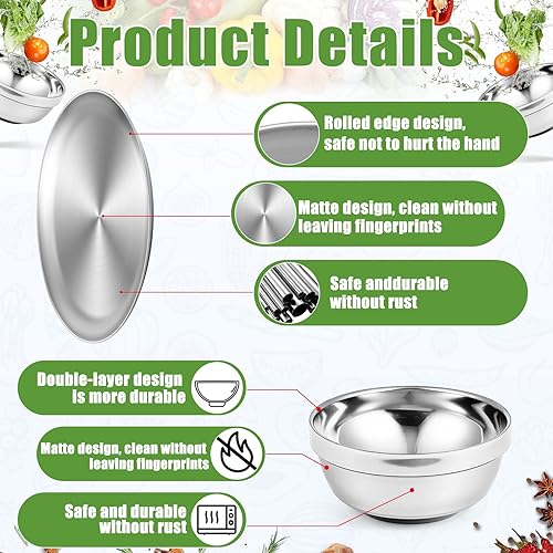 Sunnyray Stainless Steel Plates and Bowls Metal Camping Plates