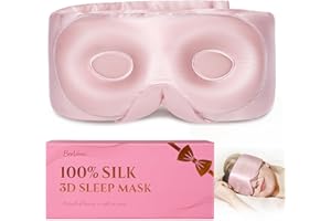BeeVines Pure Silk 3D Sleep Mask for Women, Luxury 100% 22 Momme Mulberry Silk 3D Contoured Eye Mask for Lash Extensions, Zer