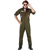 Deluxe Top Gun Flight Suit Costume for Men - Adult Fighter Pilot Uniform Jumpsuit - Top Gun Maverick Cosplay Costume