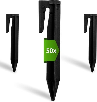 ECENCE Ground Pegs for Robotic Lawnmowers - 50 Durable Spikes & Hooks