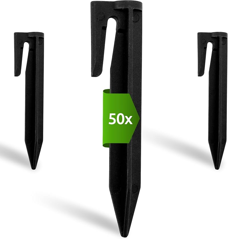 ECENCE Ground Pegs for Robotic Lawnmowers - 50 Durable Spikes & Hooks
