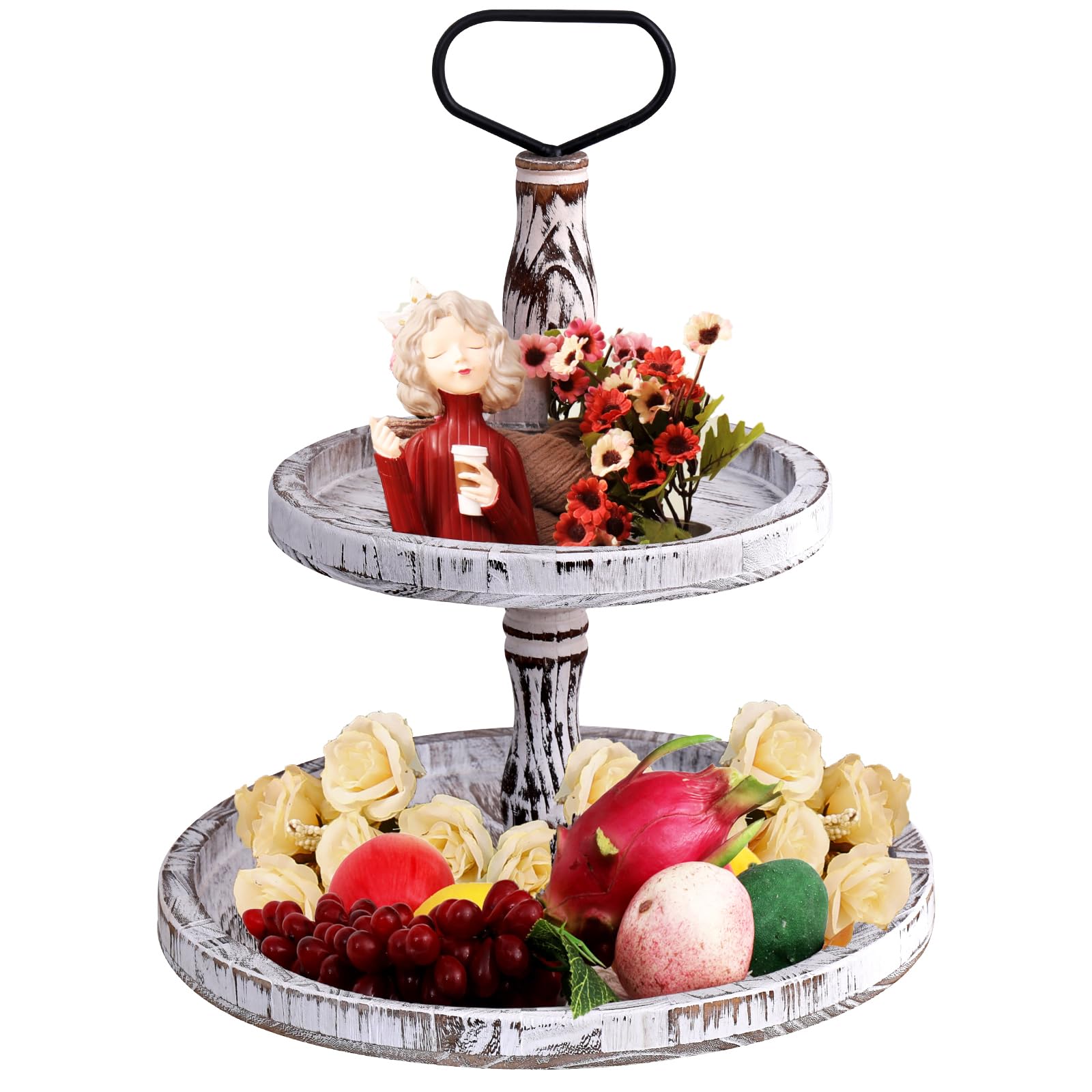 Photo 1 of ***missing hardware**
Tiered Tray Two Tier Trays Round Rustic Cupcake Stand,Serving Cakes Holder with Handle for Living Room,Party