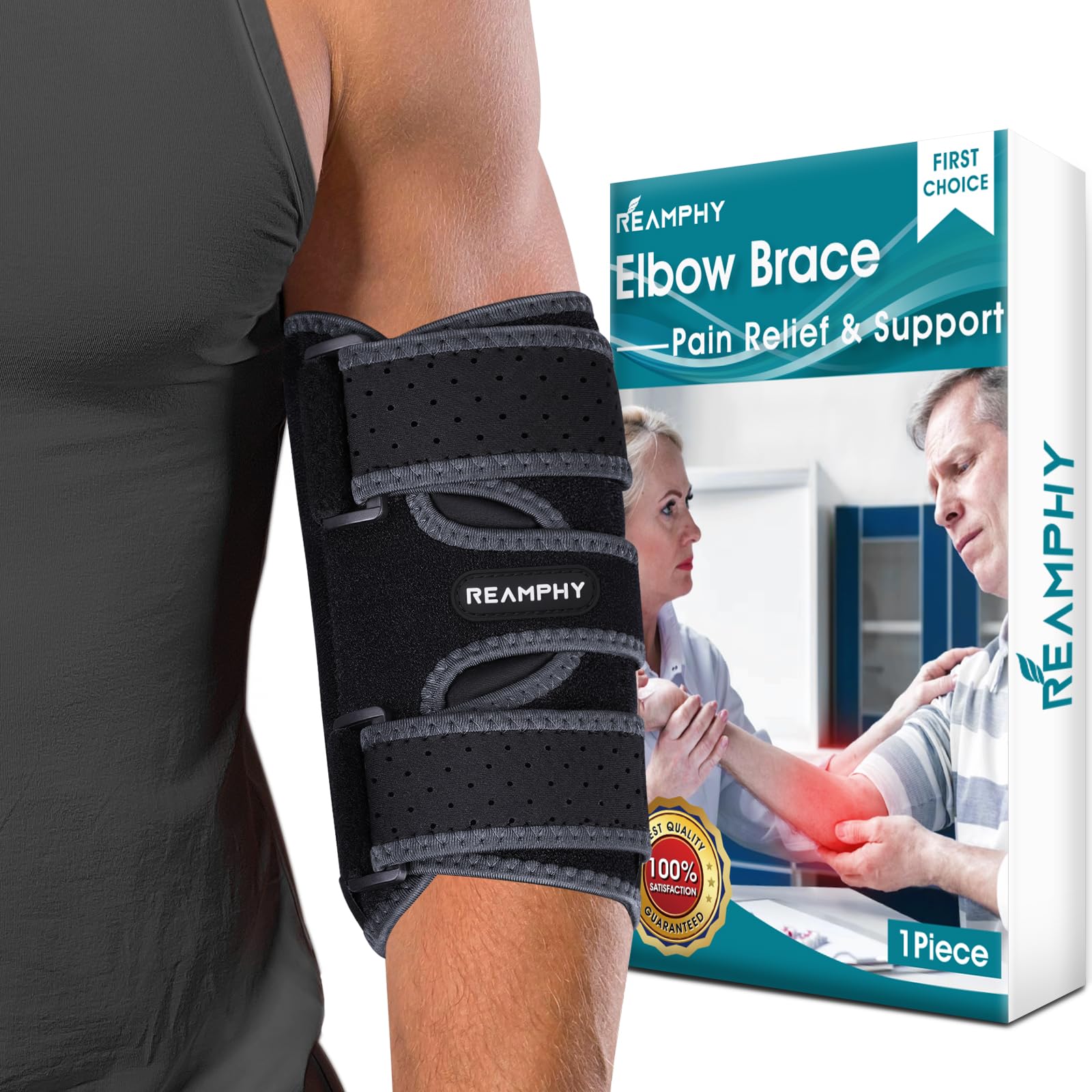 Photo 1 of Reamphy Elbow Brace,Comfortable Night Elbow Sleep Support,Elbow Splint, Adjustable Stabilizer Splints, Cubital Tunnel Syndrome,Tendonitis,Ulnar Nerve,Tennis,Fits for Men and Women(Fits Most)