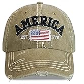 LELVK American Flag Patriotic Baseball Cap | Embroidered USA Flag 100% Cotton Adjustable Hat for Men & Women