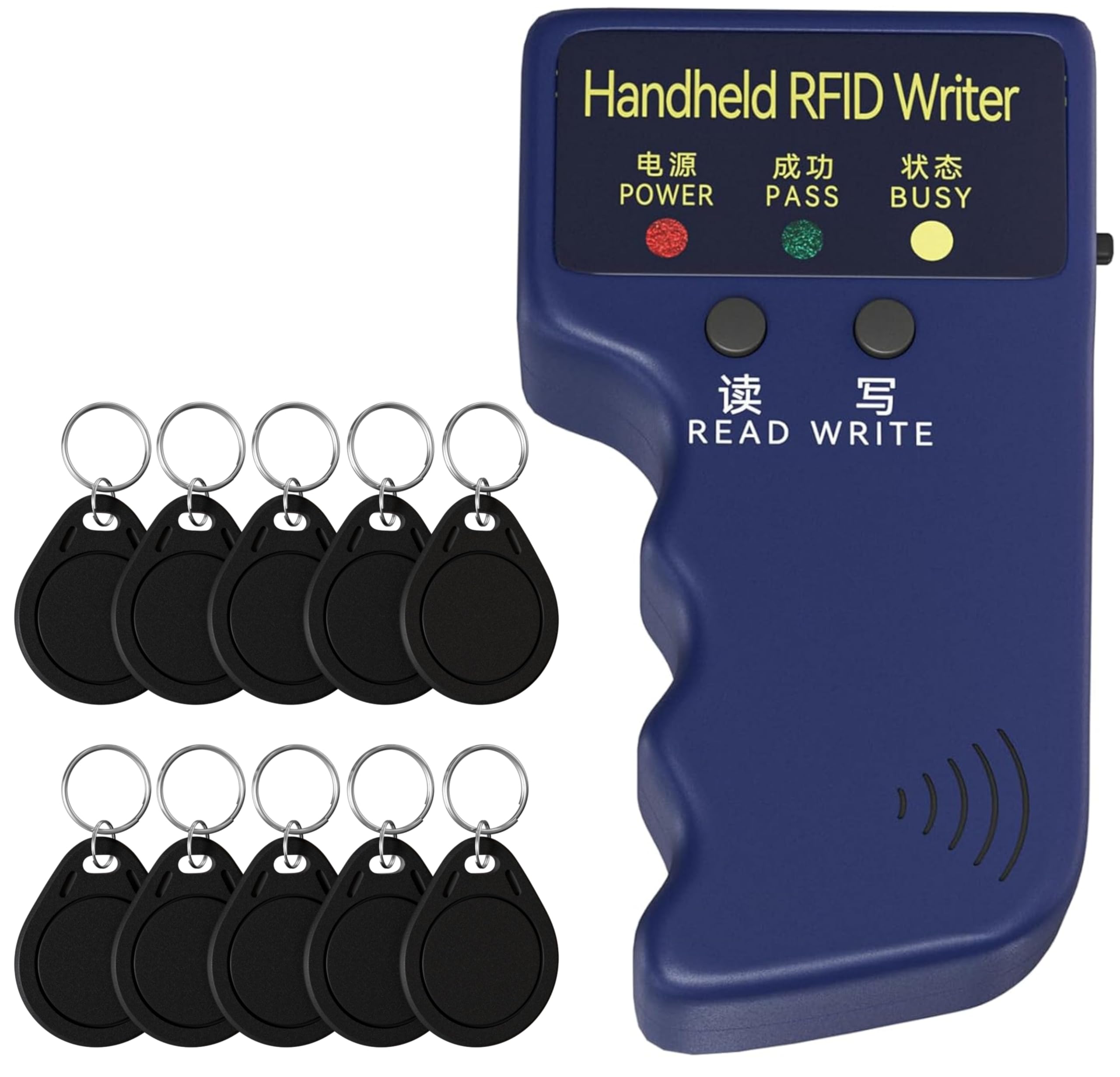 Photo 1 of RFID Copier 125khz RFID Reader Writer Handheld ID Copier for T5577 or EM4305+10pcs T5577 Keychains