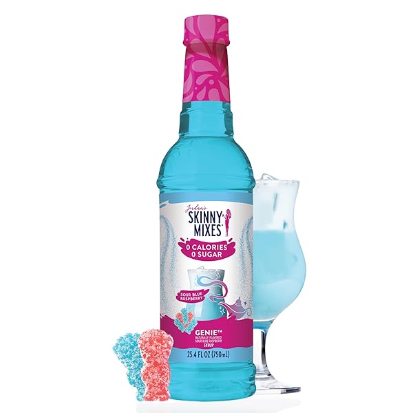 JORDAN’S SKINNY MIXES SUGAR FREE SYRUP, GENIE FLAVOR, FRUIT FLAVORED WATER ENHANCER, DRINK MIX FOR ICE TEA, LEMONADE & MORE, ZERO CALORIE FLAVORING, KETO FRIENDLY, 25.4 FL OZ, 1 PACK
