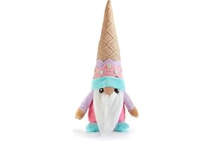 Hug Feel The Love - Ice Cream Cone Gnome - Sprinkles, Plush Gnome Decor, Swedish Gnome Ornament Tomte, Pocket Pal Gnomie Gift Figurine, 9 Inch Plush Doll