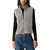 Gacaky Womens Sleeveless Cropped Fleece Vest Warm Sherpa Casual Zip Vest Fall Winter Lightweight Cozy Outerwear with Pockets