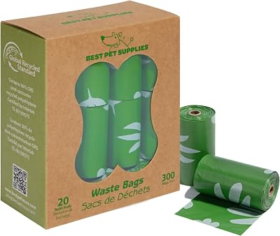Sacos para cocó de cão, 50% de conteúdo reciclado pós-consumo, sacos de lixo para cães em rolos, cabe para todos os suportes de sacos para fezes