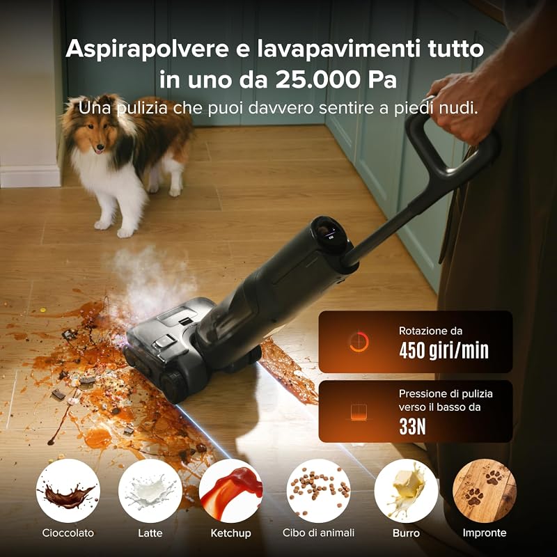 F25 Steam Set Aspirapolvere Lavapavimenti a Vapore Senza Fili