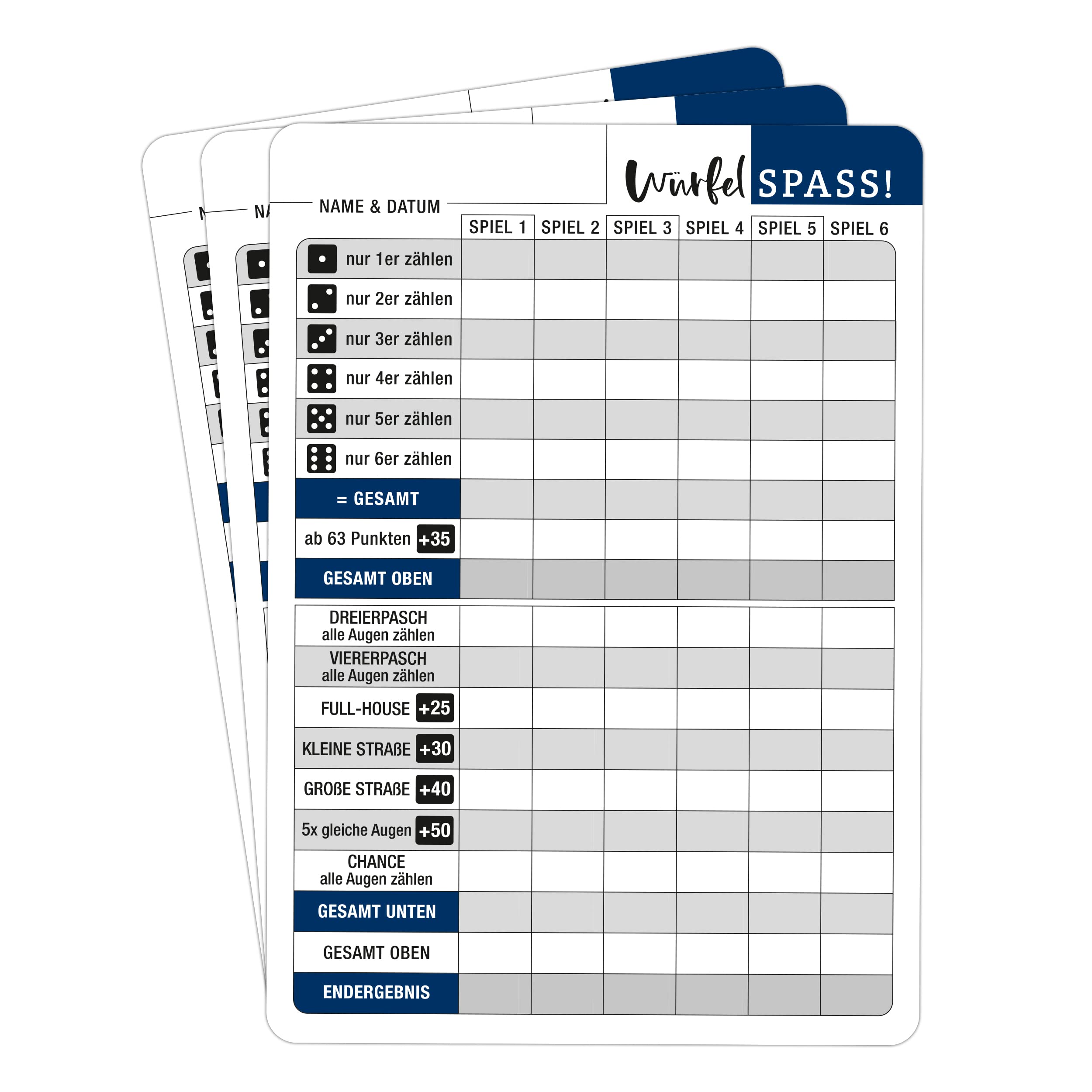 TOBJA Würfelspiel abwischbar inkl. Stifte - 5X DIN A5 Blätter wiederverwendbar mit 2 Stiften | Für Senioren Extra große Schrift/Zahlen | Reisespiele Seniorenspiele (5X abwischbar + Stifte) 8