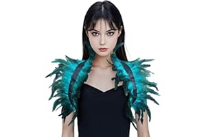MAOFENG Gothic Natural Feather Shrug Feather Shawl Wrap Cape Victorian Collar for Halloween Cosplay Party Costume Accessories