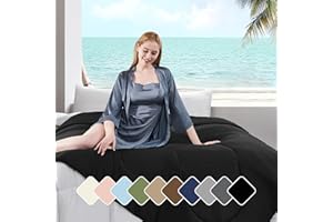 UNIKOME Ice Cooling Blankets for Hot Sleepers - Soft Reversible Waffle Blanket for Summer Q-Max 0.48 Full/Queen Size, All Season Lightweight Duvet Comforter for Couch, Black, 90" x 90"