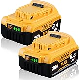 2 Pack 8400 20V Battery Replace for Dewalt 20V Max Battery DCB206 DCB204 DCB203 DCB201, Compatible with Dewalt Battery DCD/DC