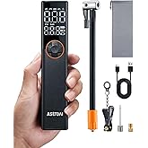 AstroAI L8 Portable Bike Pump, Bicycle Tire Inflator with Pressure Gauge, 150 PSI High Voltage Motor for Electric Mini Air Pump with Presta, Schrader, and Dunlop Valve for Road, Mountain, and E-Bike