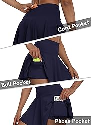 Navy Pleated Skirt Womens High Waisted Athletic