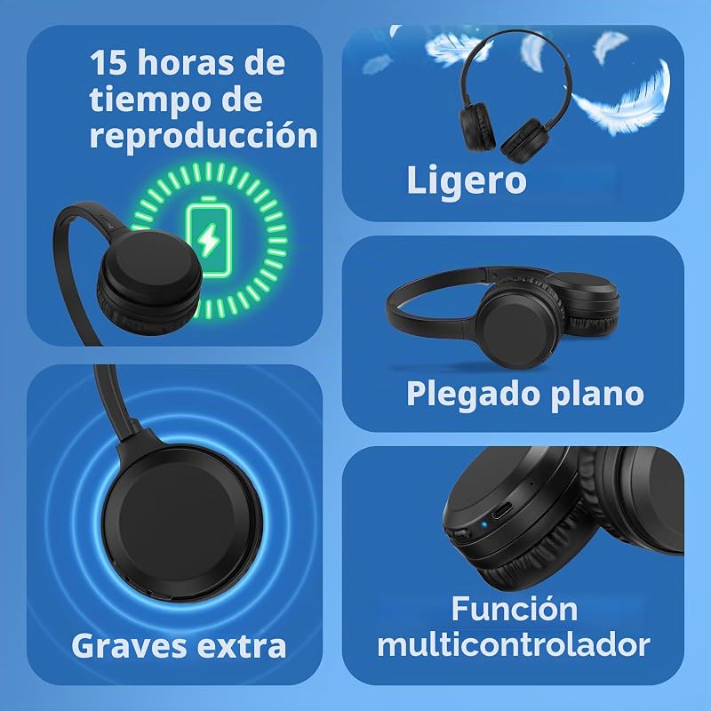 Auriculares Diadema con Bluetooth TAH1108BK - Negro