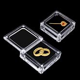 YINARONG Acrylic Jewelry Display Box with Clear Lid, Fits Rings &amp; Necklaces | 2pack small clear acrylic jewelry box, magnetic self-closing lid &amp; sponge insert, for gemstones, rings, necklaces &amp; bracelets