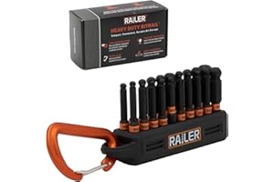 Ball End Hex Bit Set - Railer 2 Inch Impact Driver 20pc Hex Bit Set With A Bit Holder & Carabiner. Premium S2 Steel, Ideal For Furniture Screws