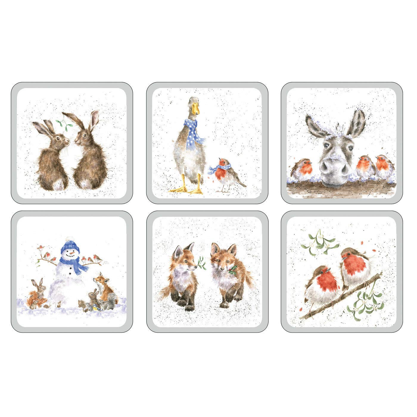 Wrendale Designs - 'Square' Christmas Coasters
