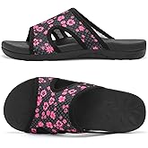 LeIsfIt Womens Slide Sandals Arch Support Slides Slip on Plantar Fasciitis Sandals Ladies Yoga Mat Thick Cushion Slipper Slides for Indoor Outdoor
