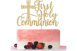 BYTORJAR First Holy Communion Cake Topper, Spanish Baptism, First Communion Decoration, Wedding Christening Baby Shower 1st Birthday Party Decorations Gold Glitter