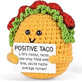 Positive Crochet Taco – Cute Christmas Stocking Stuffer & Handmade Gift for Women Men, Birthday Thanksgiving Basket Filler, Emotional Support Desk Buddy & Self-Care Gift for Mom Dad Friend Coworkers