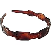 Parcelona French Spacer Brown Tortoise Shell Celluloid Acetate Flexible Headband for Girls