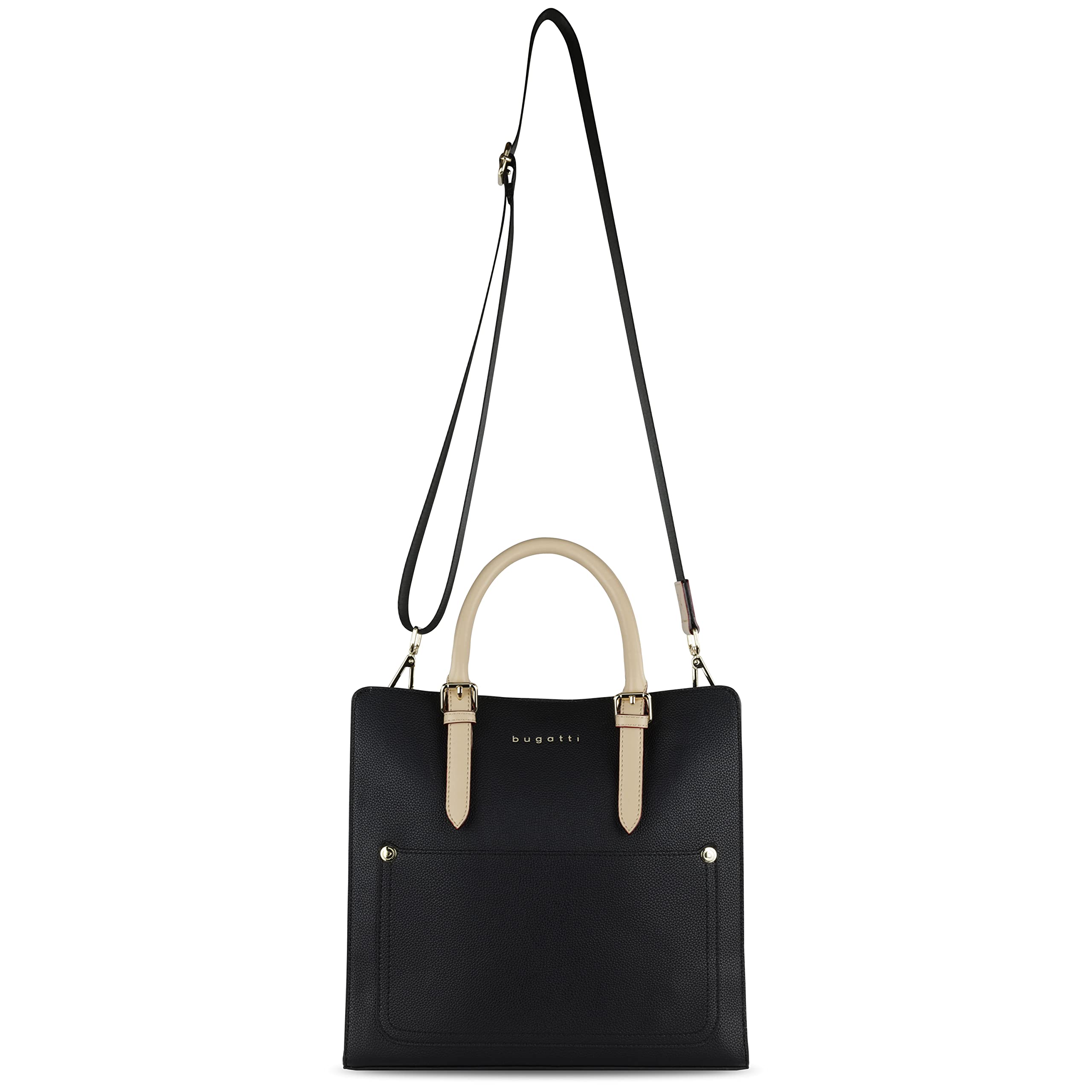 bugatti Ella Handtasche L für Damen, Frauen Tasche groß, Damenhandtasche in schwarz