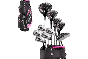 Aspire PRO-X 16-Piece Womens Golf Club Set, Includes Titanium F Driver, #3 Fairway Wood, 4-5 Hybrids, 7-SW Irons, Putter, Cart Bag, 4 H/C's, Golf Clubs Women Right Handed, Regular & Petite Sizes