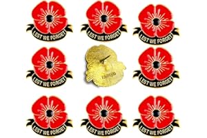 RHUNGIFT 10/50/100/200Pack-Metal Flower Brooch Pins New Veterans Day Poppies Bulk Memorial Day Lapel pin Souvenir Gifts