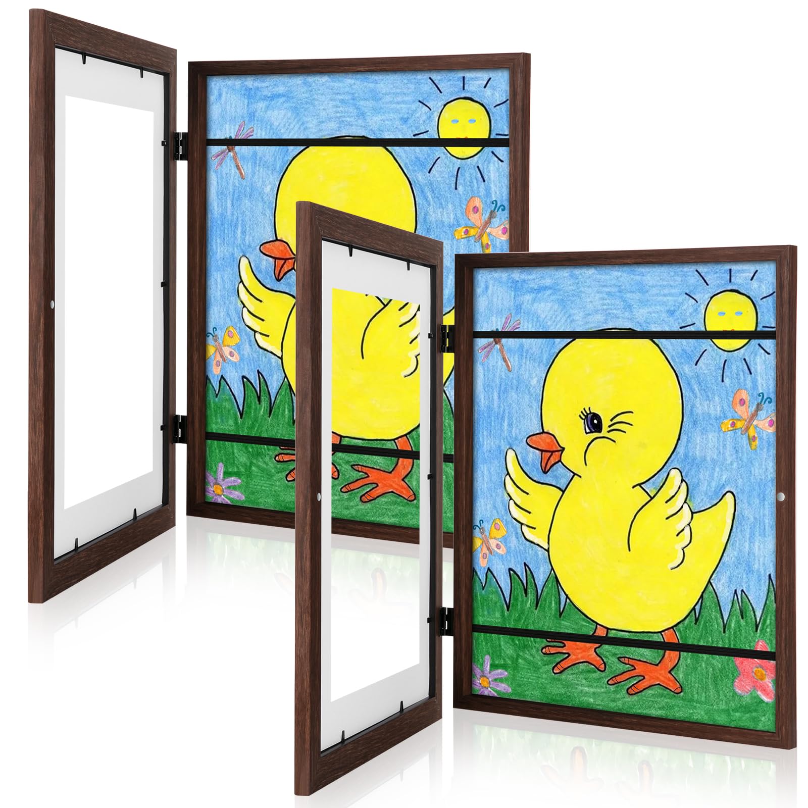 Photo 1 of [2 Pack] Kids Art Frames, 10x12.5 Front Opening Kids Artwork Frames Changeable, Displays 8.5x11 With Mat and 10x12.5 Without Mat, Holds 50 Pcs, for 3D Picture, Crafts, Hanging Art, Portfolio Storage